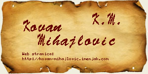 Kovan Mihajlović vizit kartica